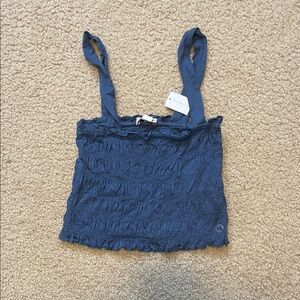 New American Eagle Outfitters Blue Ruffled Tank Top